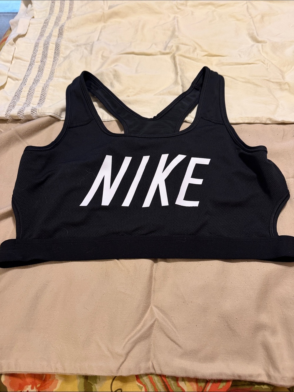 Nike Black Sports Crop Top with White Logo